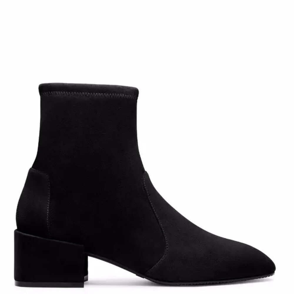 $600 STUART WEITZMAN ACCORDION sock bootie SUEDE SQUARE BLOCK 7.5 AA (PB43)